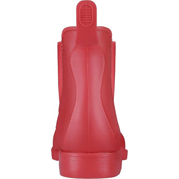 Women's Red Pointed Toe Waterproof Chelsea Double Elastic Ankle Rain Boots - Picture 5 of 7